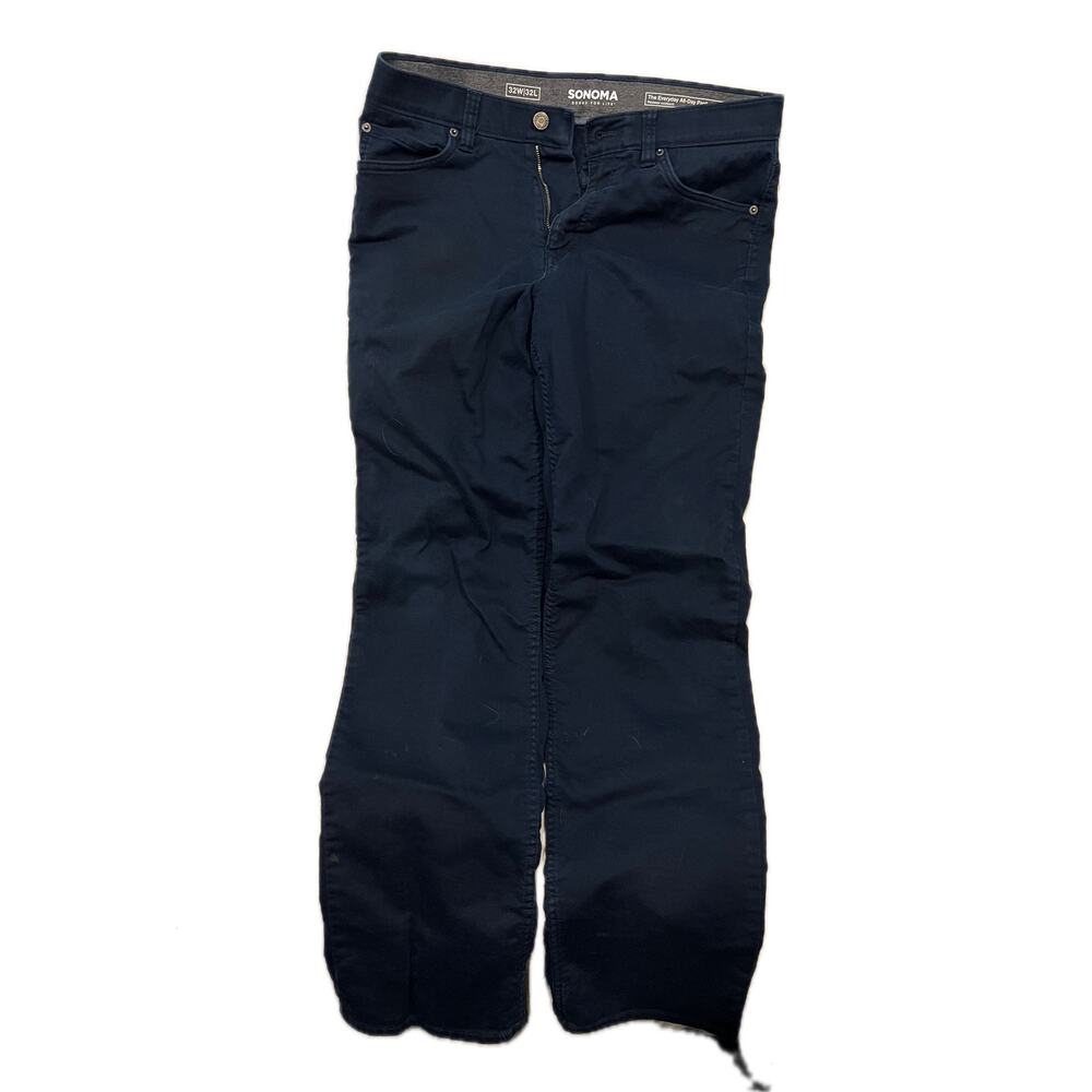 Sonoma Black Everyday Pant Flat Front Chino Pants Mens 32x32